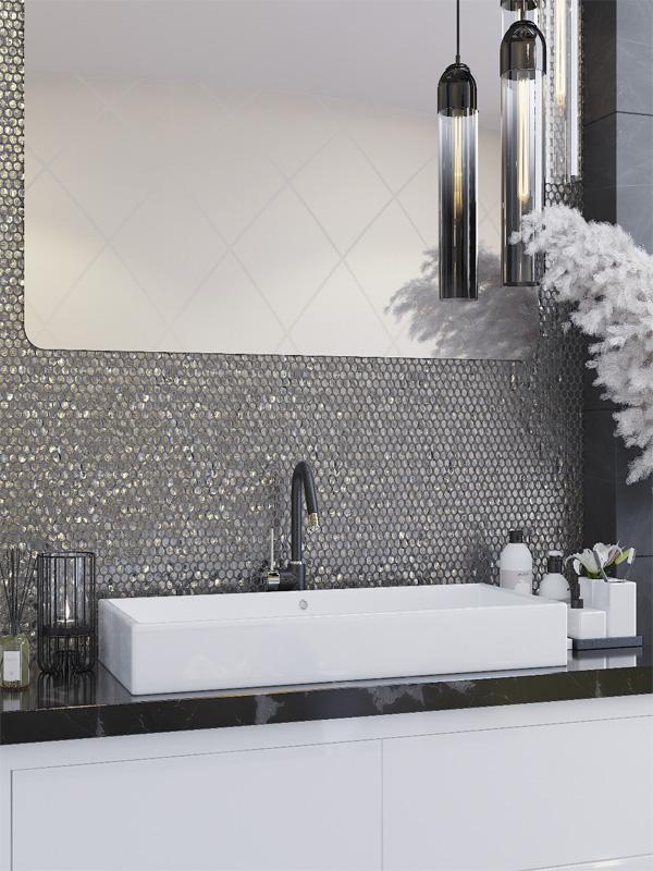 Mir Mosaic, Alma Tiles, Glamour Collection, Multi-color, 12.2" x 12.2"