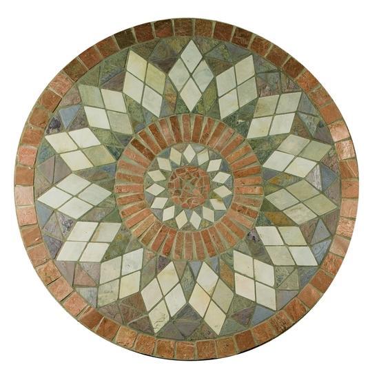 American Olean Natural Stone, Tumbled Stone Medallions Tile, Medallion Collection, Zinnia, 36 In. Diameter Honed