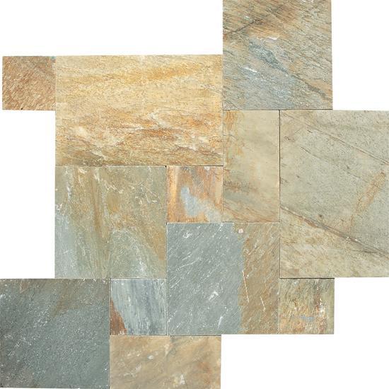 American Olean Natural Stone, Quartzite Tile, Slate Collection, Multi-Color, 16x16