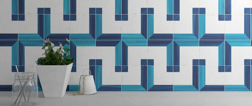 WOW Wall Tiles, Blanc et Bleu Collection, Square Wall Decor