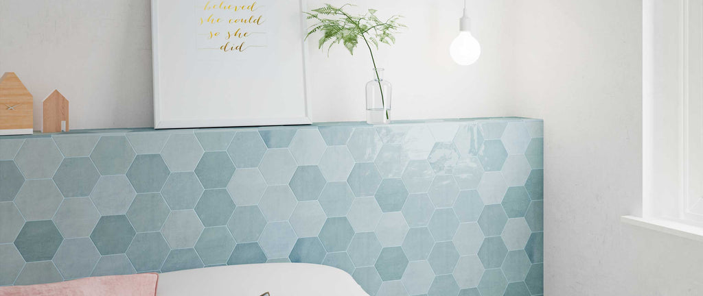 WOW Wall Tiles, Zellige Hexa Collection, Special Pieces, Zellige Hexa Rounded Edge, Multi-color, 0.43”x7”