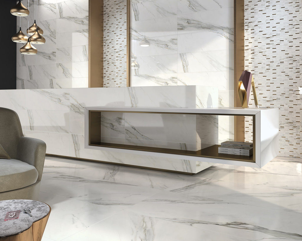DUNE Wall and Floor Tiles, Ceramics, Calacatta Lux, 11.8″ x 35.4″