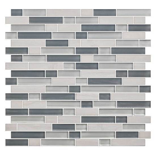 American Olean Glass & Natural Stone Random Mosaic Tile, Color Appeal Collection, Multi-Color, 12x12