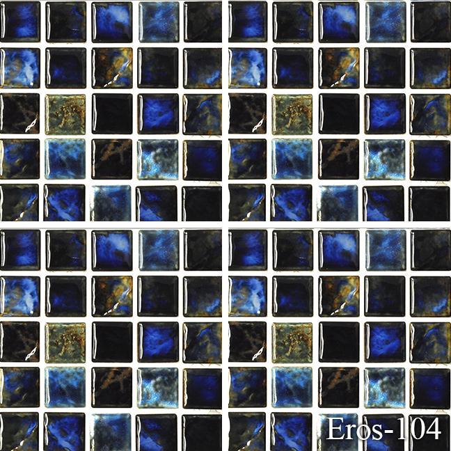 Fujiwa Pool Tiles, Eros 100 Series, Multi-color, 1" x 1"