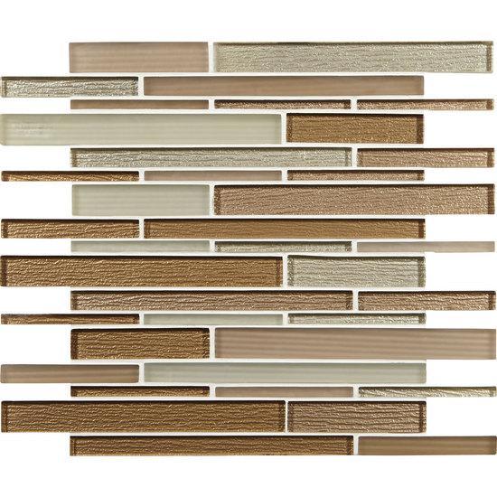 American Olean Structured Railroad Glass Mosaic Tile, Strategies Collection, Multi-Color, 11x12