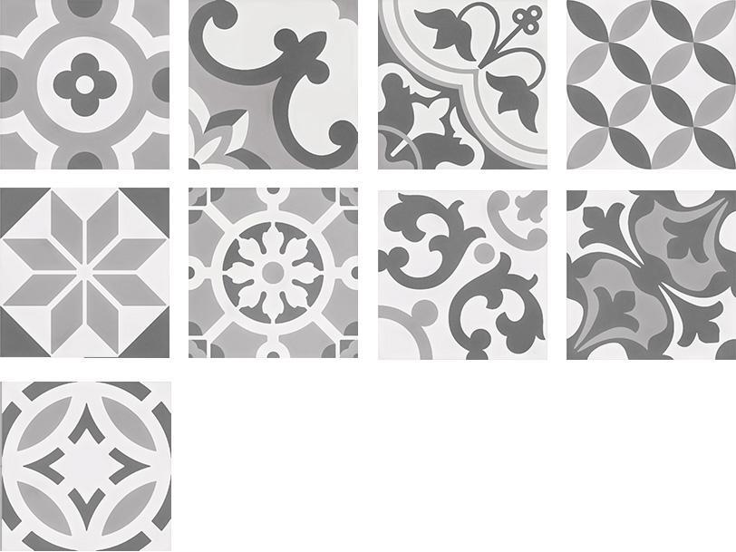 WOW Floor Tiles, Cement Collection, Tradition Decor Mix, Multi Color