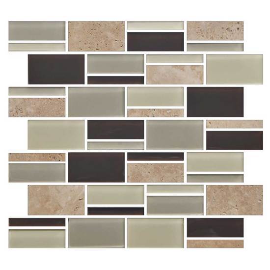 American Olean Glass & Natural Stone Random Mosaic Tile, Color Appeal Collection, Multi-Color, 13x12